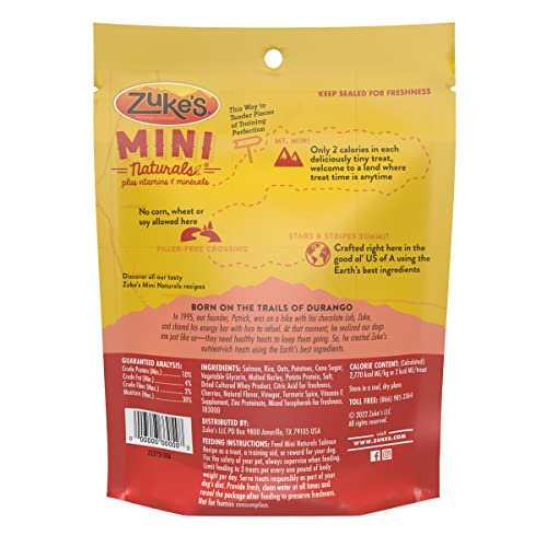 Zuke’s Mini Naturals Soft Dog Treats for Training, Soft and Chewy Dog Training Treats with Salmon Recipe