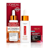 LOreal Paris Revitalift 12% Pure Vitamin C Serum, Vitamin E, Salicylic Acid, Brightening 1 oz + Moisturizer Sample