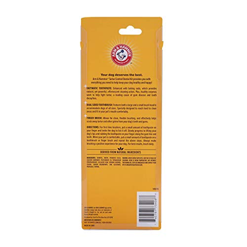 Arm & Hammer for Pets Tartar Control Kit for Dogs | Contains Toothpaste, Toothbrush & Fingerbrush | Reduces Plaque & Tartar Buildup, 3-Piece Kit, Banana Mint Flavor