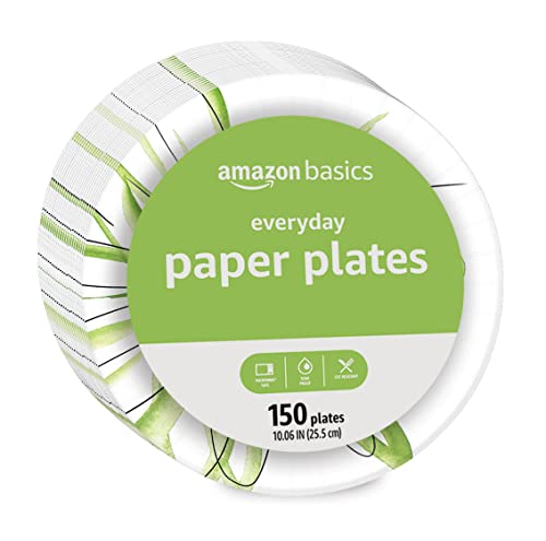 Amazon Basics Everyday Paper Plates, 10 Inch, Disposable, 50 Count