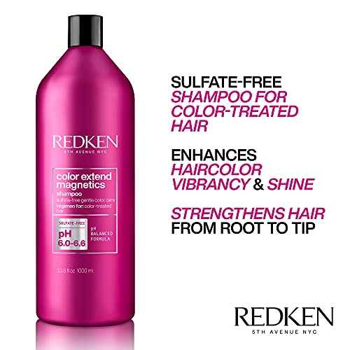 Redken Color Extend Magnetics Shampoo | For Color-Treated Hair | Gently Cleanses & Protects Color | With Amino Acid | Sulfate-Free | 10.1 Fl Oz (Pack of 1)