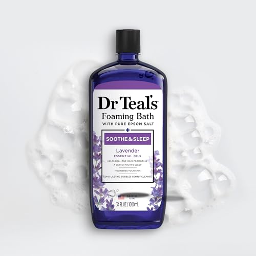 Dr Teal's Foaming Bath with Pure Epsom Salt, Relax & Relief with Eucalyptus & Spearmint, 34 fl oz (Pack of 4) (Packaging May Vary)