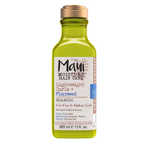 Maui Moisture Lightweight Curls + Flaxseed Shampoo, Paraben Free, Silicone Free, 13 Fl Oz,Green