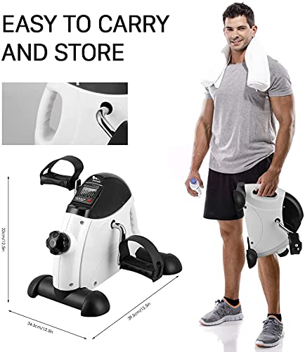 Mini Exercise Bike, himaly Under Desk Bike Pedal Exerciser Portable Foot Cycle Arm & Leg Peddler Machine with LCD Screen Displays