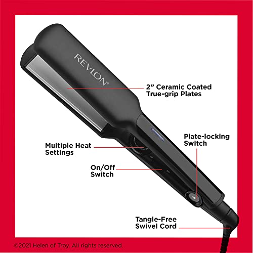 REVLON Smooth and Straight Ceramic Flat Iron | Fast Results, Smooth Styles (2 in)