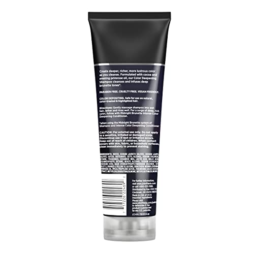 John Frieda Midnight Brunette Color Deepening Shampoo, 8.3 oz, with Evening Primrose Oil, Infused with Cocoa