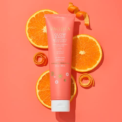 Pacifica Beauty Glow Baby Brightening Daily Face Cleanser | Exfoliate and Cleanse | Vitamin C, AHA, Vanilla | For All Skin Types | Sulfate and Paraben Free | Vegan and Cruelty Free | Clean Skin Care