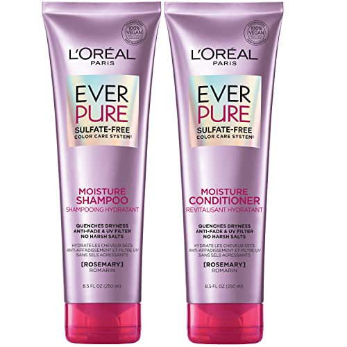 L'Oreal Paris EverPure Moisture Sulfate Free Shampoo and Conditioner with Rosemary Botanical, for Dry Hair, Color Treated Hair, 1 kit