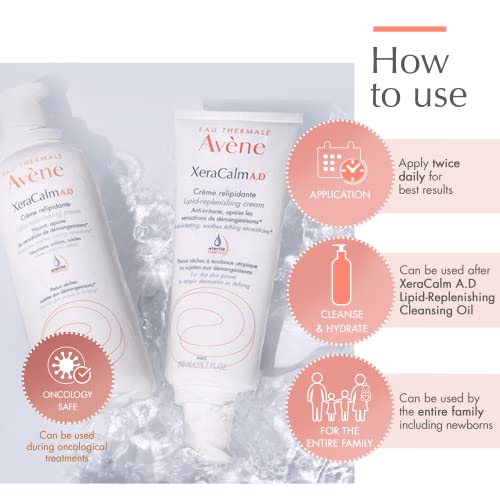 Eau Thermale Avene XeraCalm A.D Lipid-Replenishing Cream, Atopic Dermatitis, Eczema-Prone, No Preservatives, Fragrance-Free, 6.7 oz.