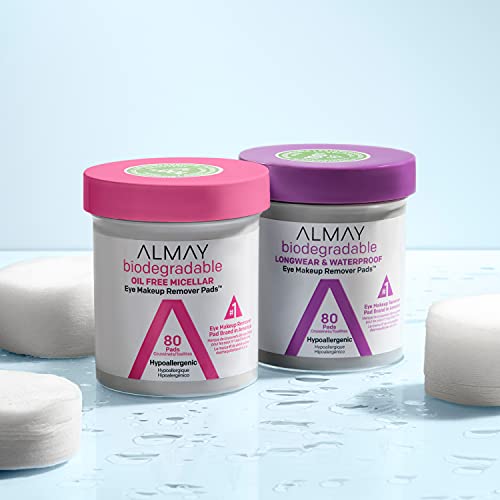 Almay Makeup Remover Pads, Micellar Gentle, Longwear & Waterproof, Hypoallergenic, Fragrance Free, Dermatologist & Ophthalmologist Tested, 120 Pads (Pack of 1)