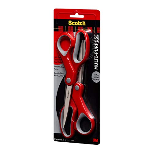 Scotch 8 Multi-Purpose Scissors, 2-Pack, Great for Everyday Use (1428-2)