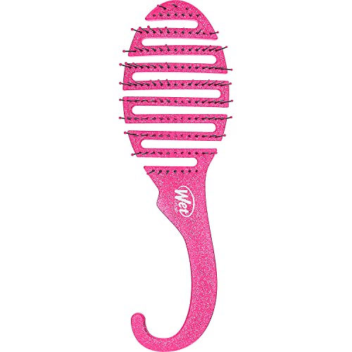 Wet Brush Detangling Brush, Shower Detangler Brush (Pink Glitter) - Wet & Dry Tangle-Free Hair Brush for Women & Men - No Tangle Soft & Flexible Bristles for Straight, Curly, & Thick Hair