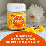 OLLY Probiotic + Prebiotic Gummy, Digestive Support and Gut Health, 500 Million CFUs, Fiber, Adult Chewable Supplement, Peach, 60 Day Supply - 60 Count Pouch