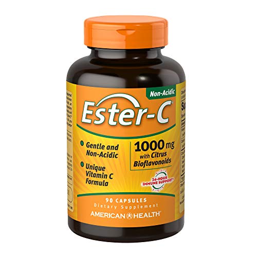 American Health Ester-C With Citrus Bioflavonoids Capsules - 24-Hour Immune Support, Gentle On Stomach, Non-Acidic Vitamin C - Non-GMO, Gluten-Free - 1000 mg, 90 Count, 90 Servings