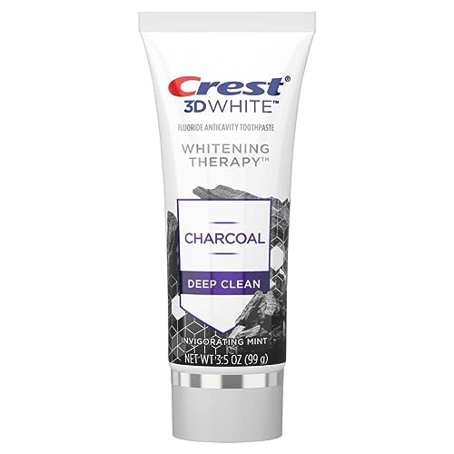 Crest 3D White Whitening Therapy Charcoal Deep Clean Fluoride Toothpaste, Invigorating Mint, 3.5 Ounce