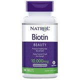 Natrol Beauty Biotin 10000mcg, Dietary Supplement for Healthy Hair, Skin, Nails and Energy Metabolism, 200 Tablets, 200 Day Supply