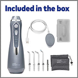 Waterpik Cordless Advanced Water Flosser For Teeth, Gums, Braces, Dental Care With Travel Bag and 4 Tips, ADA Accepted, Rechargeable, Portable, and Waterproof, Gray WP-587