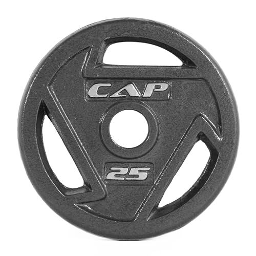 CAP Barbell 2-Inch Olympic Grip Weight Plate, 25 lb, Single Black