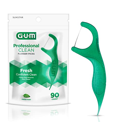 GUM - 70942302395 Professional Clean Flossers Extra Strong Flosser Pick, Fresh Mint, 90 Count (Pack of 6)