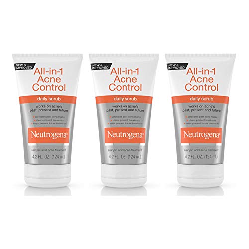 Neutrogena All-In-1 Acne Control Daily Face Scrub to Exfoliate & Treat Acne, with 2% Salicylic Acid Acne Medication, Exfoliating Acne Facial Scrub for Acne Marks & Breakouts, 4.2 fl. oz