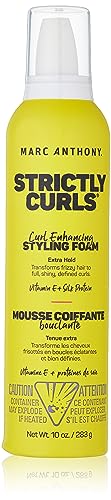 Marc Anthony Strictly Curl Enhancing Styling Foam , Extra Hold - Vitamin E & Silk Proteins Transforms Frizzy Hair to Full , Shiny , Defined Curls - Sulfate-Free Anti-Frizz Styling Mousse Product