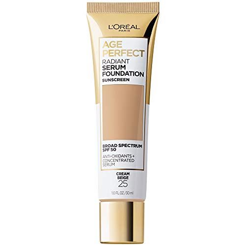 L’Oréal Paris Age Perfect Radiant Serum Foundation with SPF 50, Cream Beige, 1 Ounce