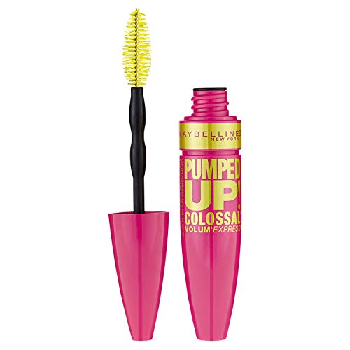 Maybelline New York Volum Express Pumped Up Colossal Mascara, Washable Formula Infused with Collagen for Up To 16x Lash Volume, Glam Black, 1 Count