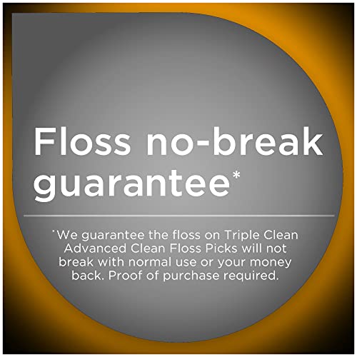 DenTek Triple Clean Advanced Clean Floss Picks, No Break & No Shred Floss, 150 Count, Pack of 3