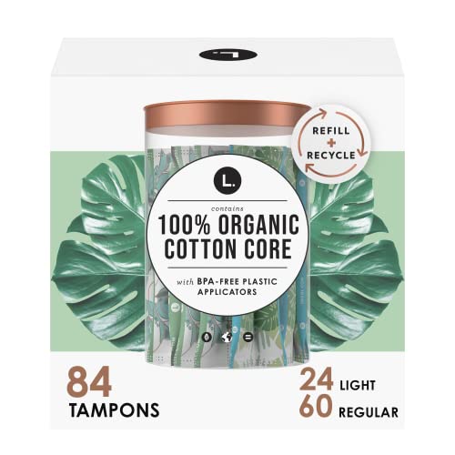 L. Organic Cotton Tampons Multipack - Light + Regular 42 Count x 2 Pack (84 Count Total)