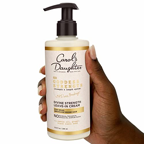 Carols Daughter Goddess Strength Leave In Conditioner Cream for Curly Hair – with Castor Oil, 10 fl oz