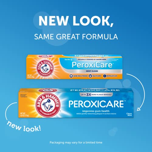 Arm & Hammer Peroxicare Toothpaste, Clean Mint Flavor, Improves Gum Health, 6.0oz (4-Pack)