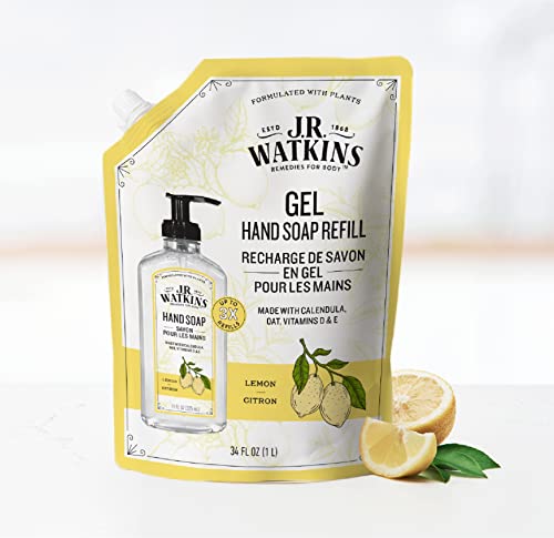 J.R. Watkins Gel Hand Soap Refill, Moisturizing Hand Wash, All Natural, Alcohol-Free, Cruelty-Free, USA Made, Lavender, 34 Fl Oz (Pack of 3)