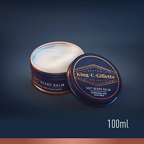 King C. Gillette Soft Beard Balm, Deep Conditioning with Cocoa Butter, Argan Oil and Shea Butter