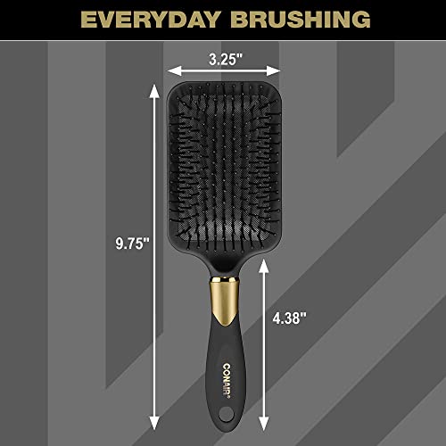 Conair Velvet Touch Travel Hairbrush, Hairbrush for Men and Women, Cushion Base Everyday Brushing with Soft-Touch Handle, Color May Vary, 1 Count