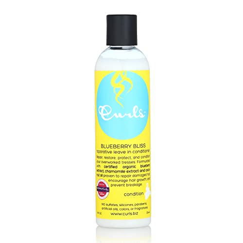 Curls Blueberry Bliss Reparative Leave In Conditioner - Repair Damage and Prevent Breakage - Encourage Hair Growth - For Wavy, Curly, and Coily Hair Types 8 oz