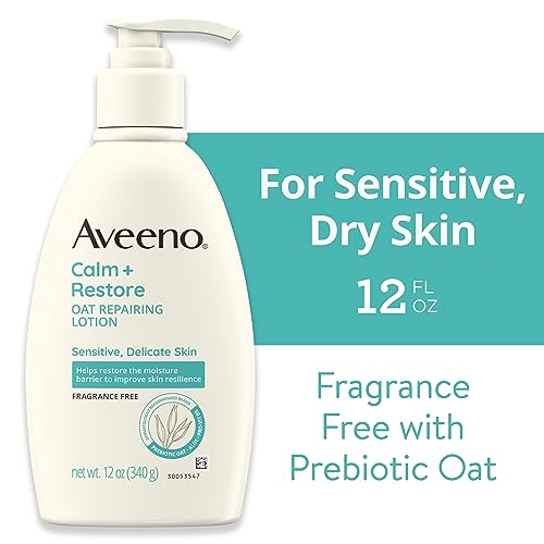 Aveeno Restorative Skin Therapy Sulfate-Free Body Wash for Sensitive, Distressed, Dry Skin, Gentle Cleanser with Antioxidant Oat, Aloe & Pro-Vitamin B5, Soap- & Fragrance-Free, 18 fl. oz