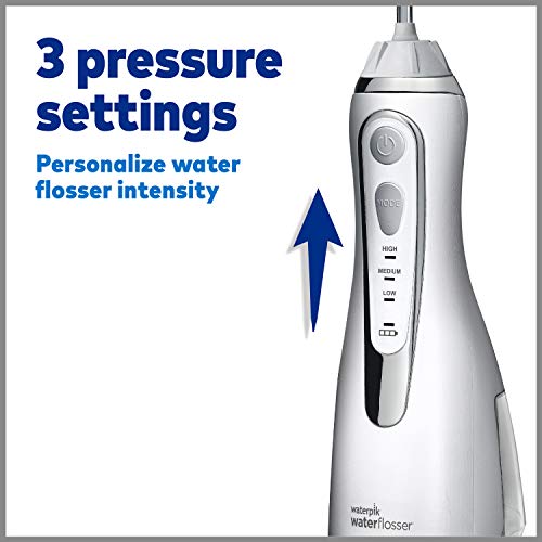 Waterpik Cordless Advanced Water Flosser For Teeth, Gums, Braces, Dental Care With Travel Bag and 4 Tips, ADA Accepted, Rechargeable, Portable, and Waterproof, Gray WP-587