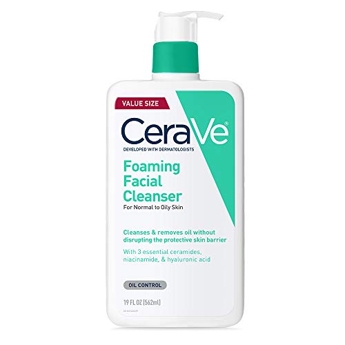 CeraVe Foaming Facial Cleanser | Daily Face Wash for Oily Skin with Hyaluronic Acid, Ceramides, and Niacinamide| Fragrance Free Paraben Free | 16 Fluid Ounce