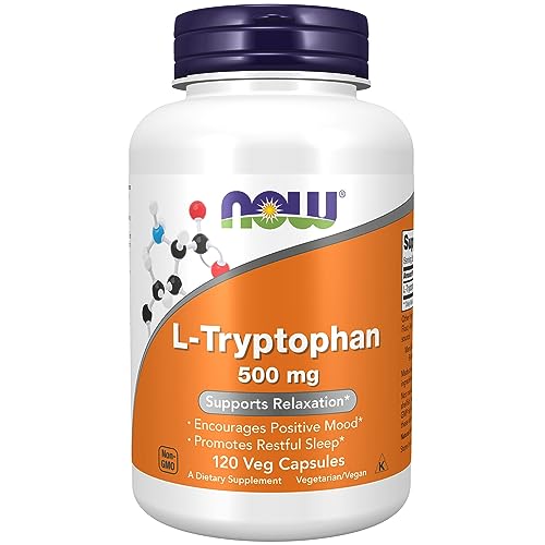 NOW Supplements, L-Tryptophan 500 mg, Encourages Positive Mood*, Supports Relaxation*, 120 Veg Capsules