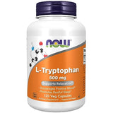 NOW Supplements, L-Tryptophan 500 mg, Encourages Positive Mood*, Supports Relaxation*, 120 Veg Capsules