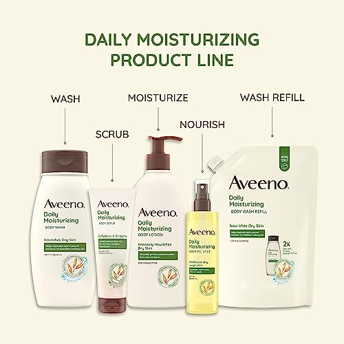 Aveeno Daily Moisturizing Dry Body Oil Mist with Oat and Jojoba Oil for Dry, Rough Sensitive Skin, Nourishing & Hypoallergenic Body Spray, Paraben-, Silicone- & Phthalate-Free, 6.7 fl. oz