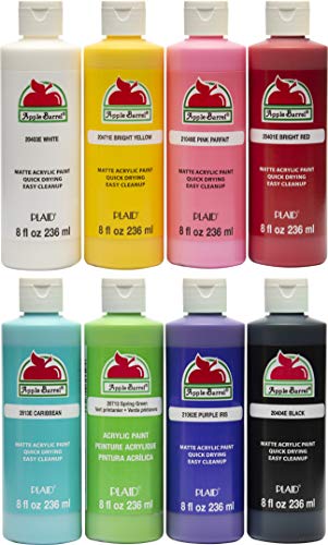 Apple Barrel Acrylic Craft Paint Set, Matte Finish, Set of 8, 8 Fl Oz (Pack of 8), Assorted