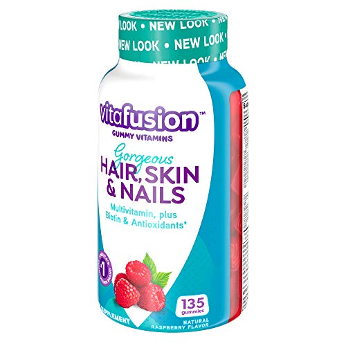 Vitafusion Gorgeous Hair, Skin Nails Multivitamin Gummy Vitamins, plus Biotin and Antioxidant vitamins CE, Raspberry Flavor, 100ct (33 day supply), from America’s Number One Gummy Vitamin Brand