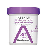 Eye Makeup Remover Pads by Almay, Biodegradable Longwear & Waterproof, Hypoallergenic, Cruelty Free-Fragrance Free Cleansing Wipes, 80 Pads (Pack of 1)