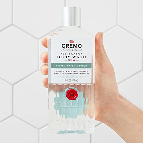 Cremo Rich-Lathering Silver Water & Birch Body Wash, A Revitalizing Combination of Glacier-Fed Streams and White Birch 16 Fl Oz (2-Pack)