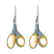 Westcott 13901 8-Inch Titanium Scissors For Office and Home, Yellow/Gray, 2 Pack