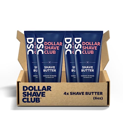 Dollar Shave Club Shave Butter, For Sensitive Skin, A Translucent Shaving Cream & Gel Alternative, Designed For A Gentle Glide, Helps To Fight Razor Bumps and Ingrown Hairs (Pack of 4), Blue