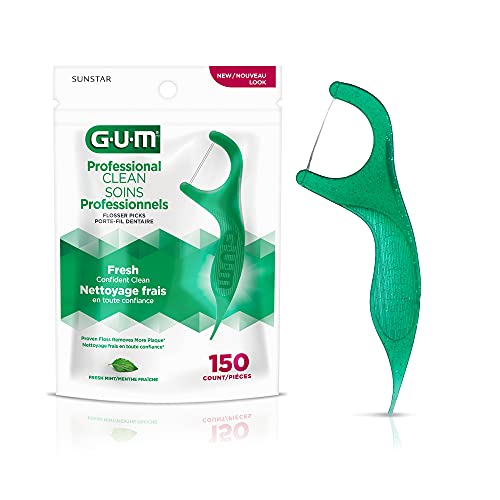 GUM - 70942302395 Professional Clean Flossers Extra Strong Flosser Pick, Fresh Mint, 90 Count (Pack of 6)