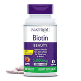 Natrol Beauty Biotin 10000mcg, Dietary Supplement for Healthy Hair, Skin, Nails and Energy Metabolism, 60 Strawberry-Flavored Fast Dissolve Tablets, 60 Day Supply