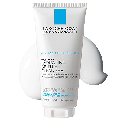 La Roche-Posay Toleriane Hydrating Gentle Facial Cleanser, Daily Face Wash with Ceramide and Niacinamide for Normal to Dry Sensitive Skin, Oil-Free, Fragrance Free